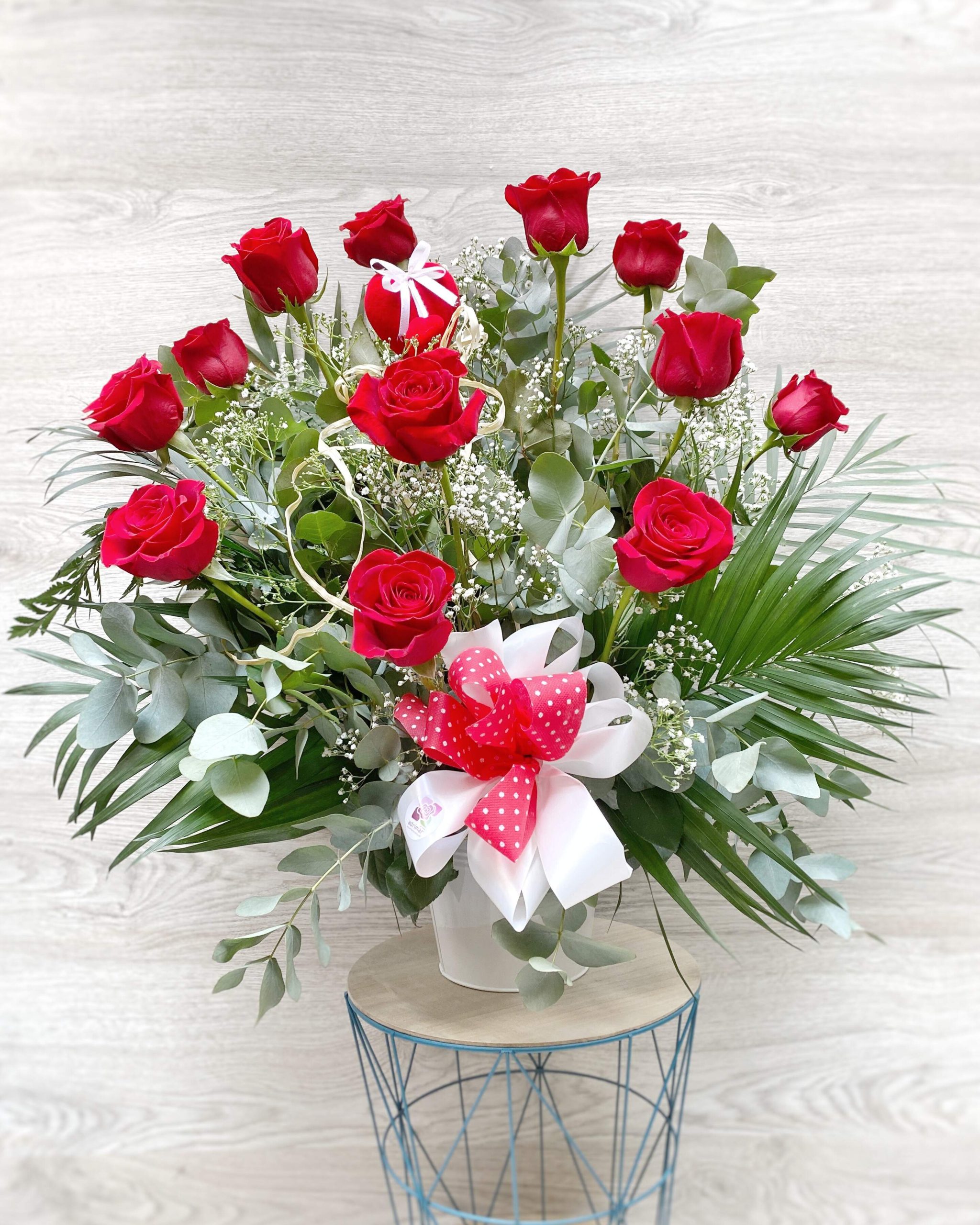 ROSAS EN CUBO DE ZINC BLANCO - Imagen 2