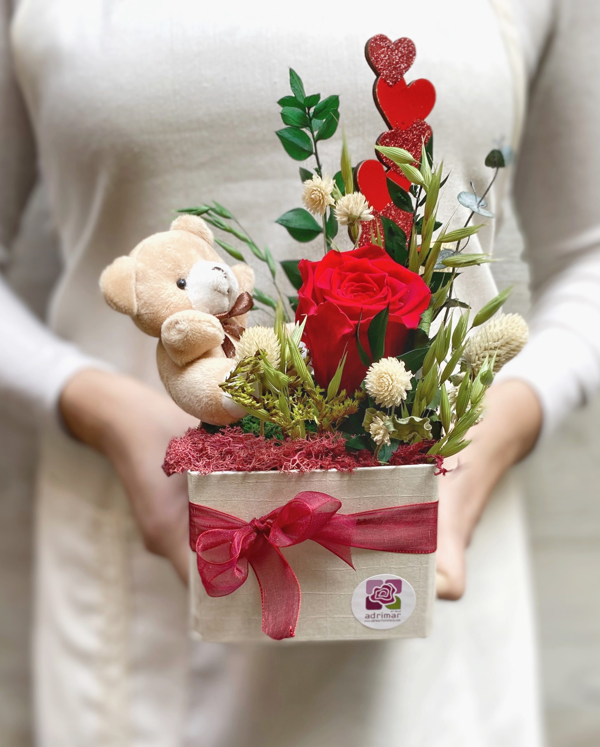 CAJITA ROSA ETERNA CON OSO AMOROSO - Imagen 2