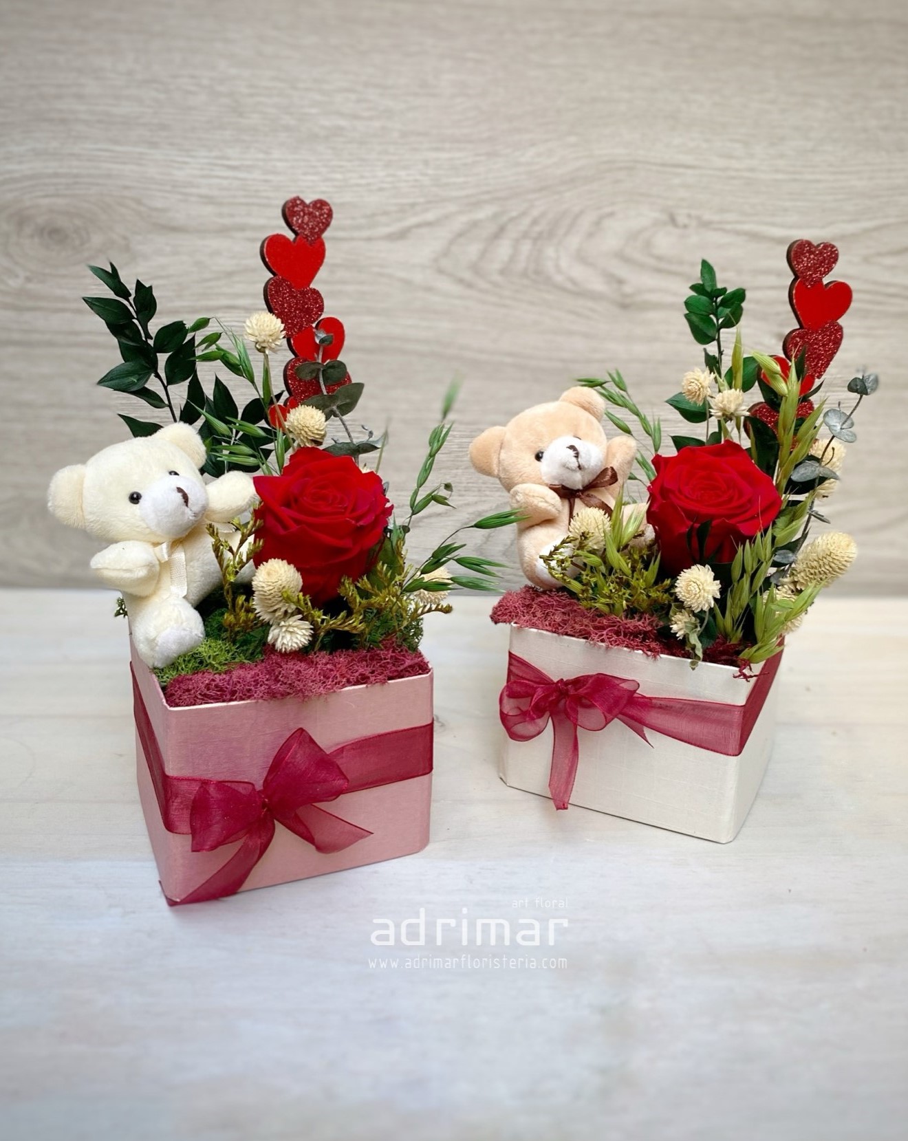 CAJITA ROSA ETERNA CON OSO AMOROSO - Imagen 3